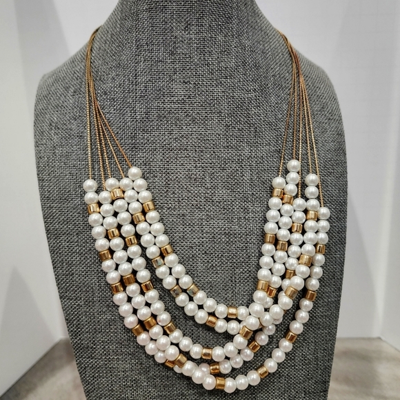 Multi-Strand Pearl Beaded Layered Necklace - Picture 1 of 5